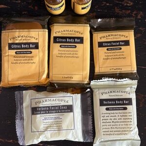 5 PHARMACOPIA Citrus Soap Body Facial Bar Verbena Shea Butter Travel Size Bonus